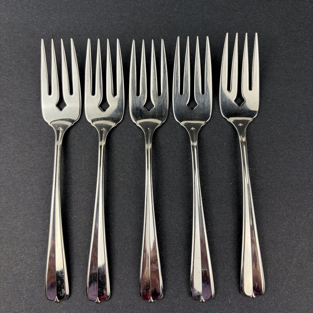 Oneida Gala Impulse Salad Forks Set of 5 Stainless Steel Glossy USA Vintage
